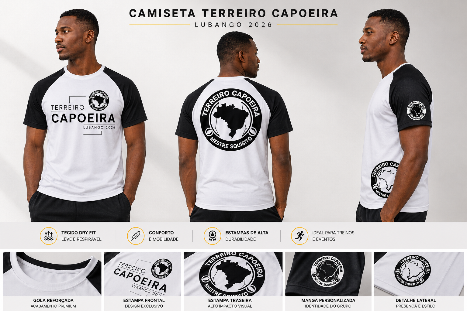 Camiseta Terreiro Branco e Preto