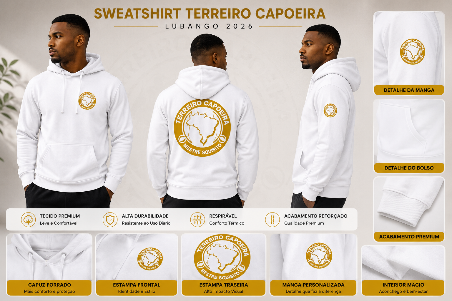 Sweatshirt Terreiro Branco e Dourado